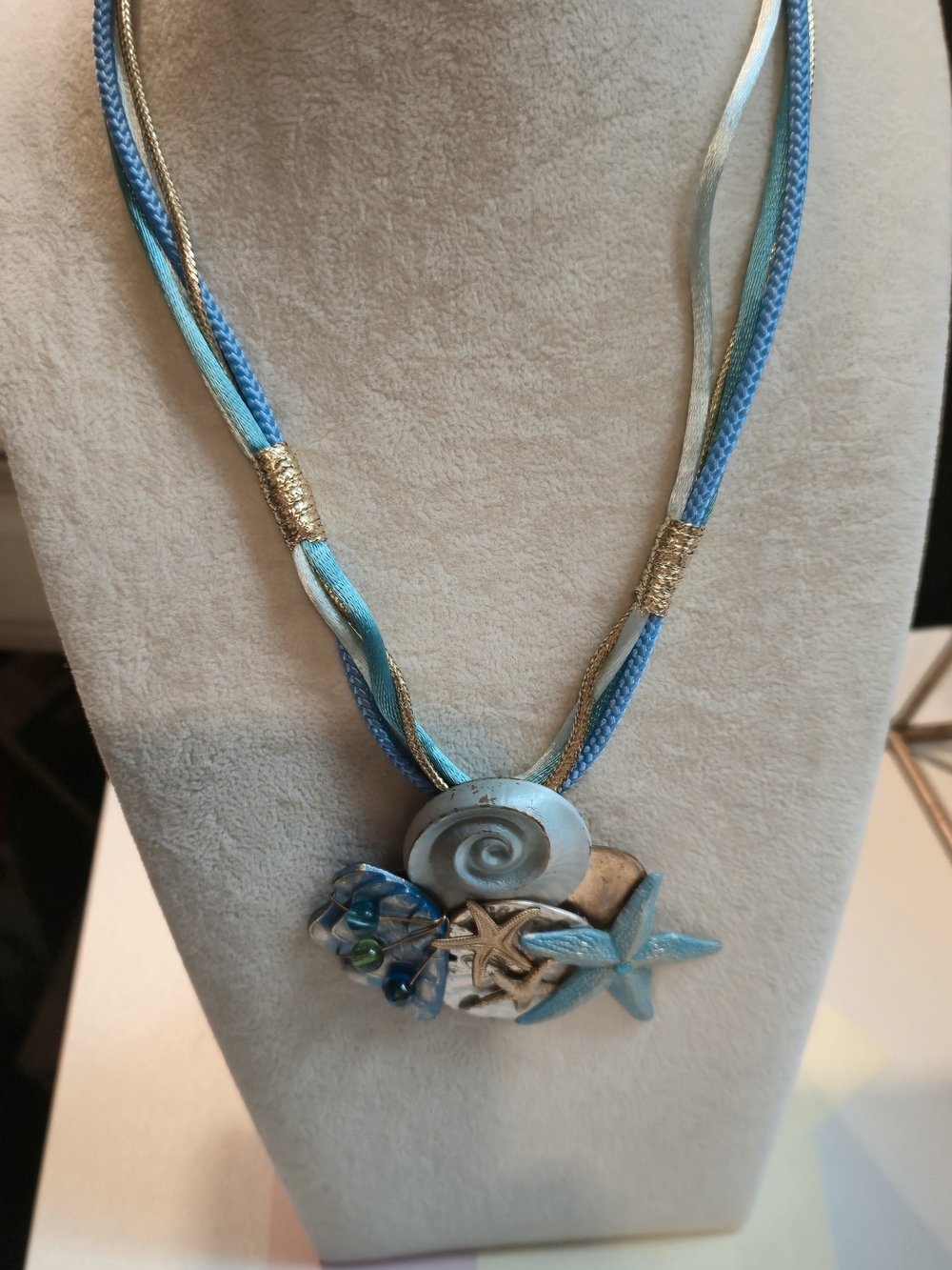Aqua & Turquoise Coastal Pendant Necklace